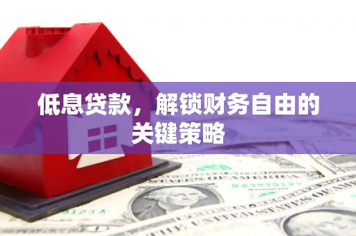 荔湾低息贷款，解锁财务自由的关键策略