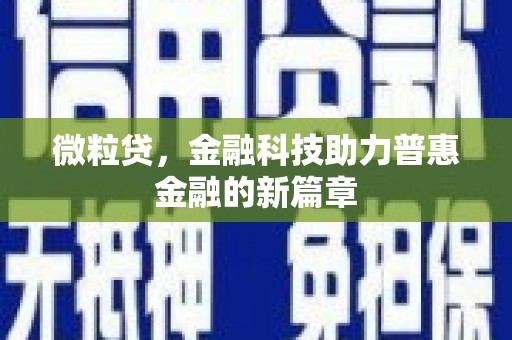 随县微粒贷，金融科技助力普惠金融的新篇章